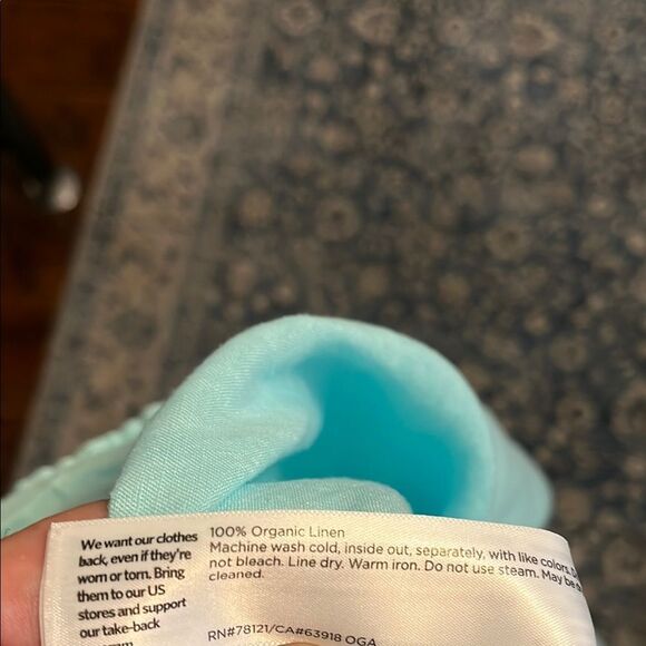 Eileen Fisher Organic Linen Light Blue Button-Up Shirt Minimalist Boho - Picture 7 of 11